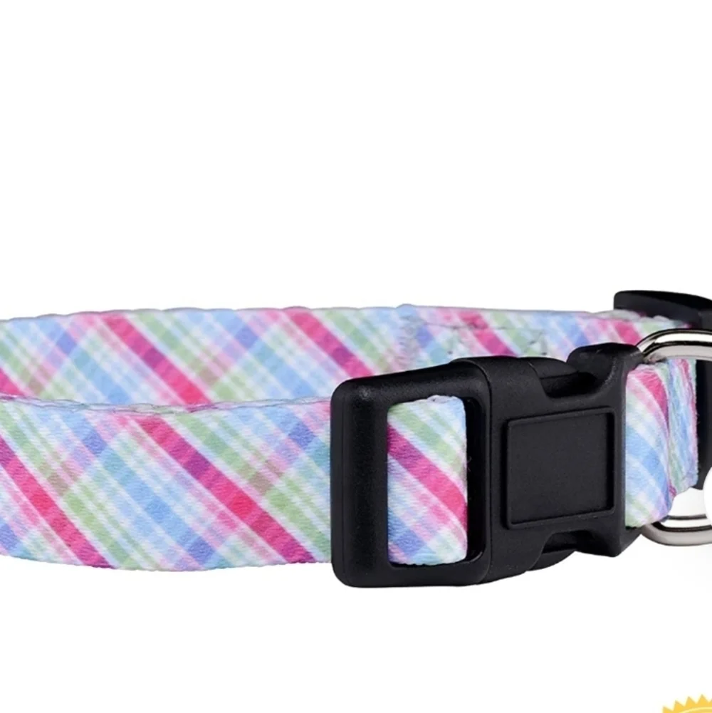 Native Pup Plaid Dog Collar | Red Lumberjack, Pink, Pastel, Blue Size Large